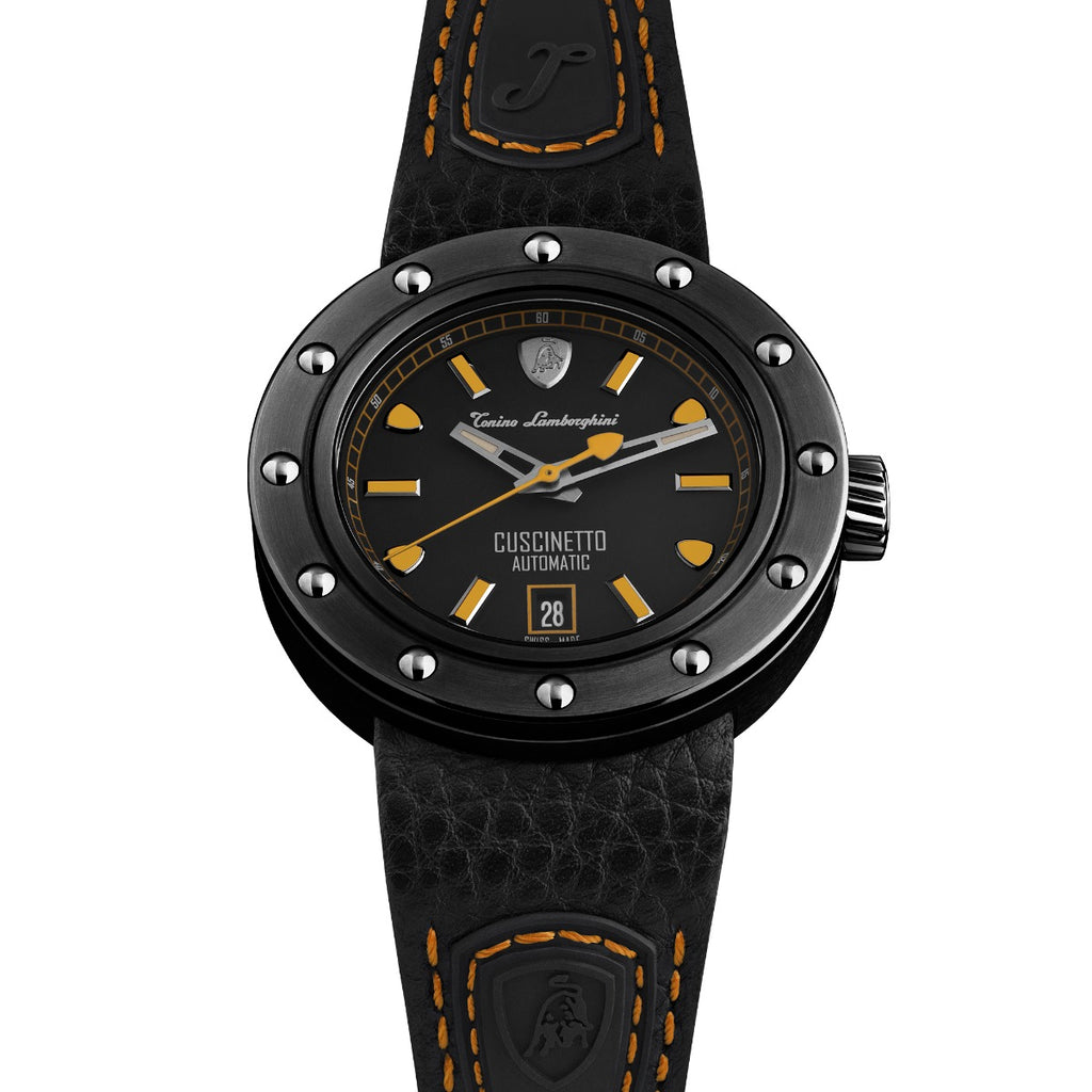 Tonino Lamborghini Cuscinetto Men's Watch with Black Leather Strap TLF-T01-3