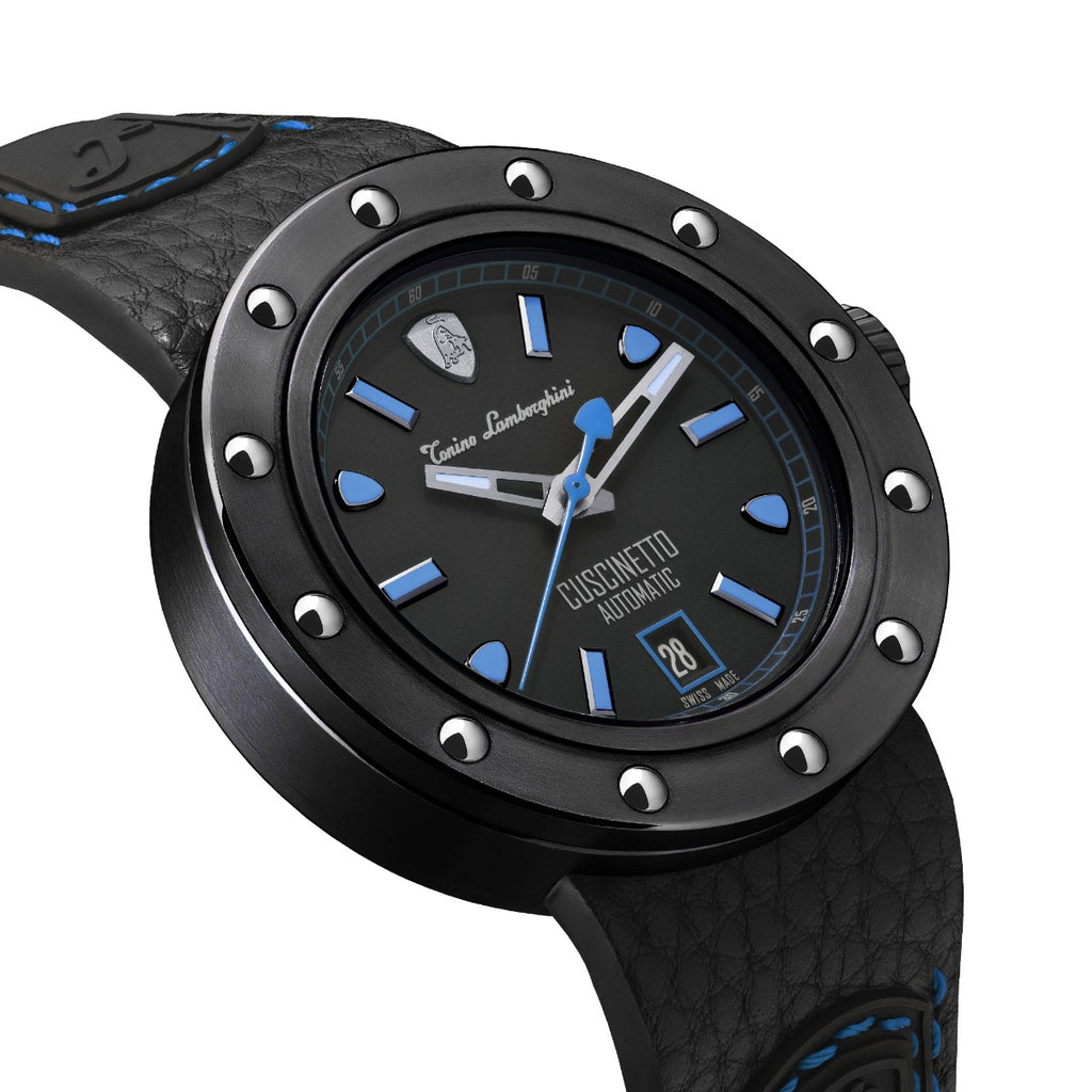 Tonino Lamborghini Cuscinetto Men's Watch with Black Leather Strap TLF-T01-4