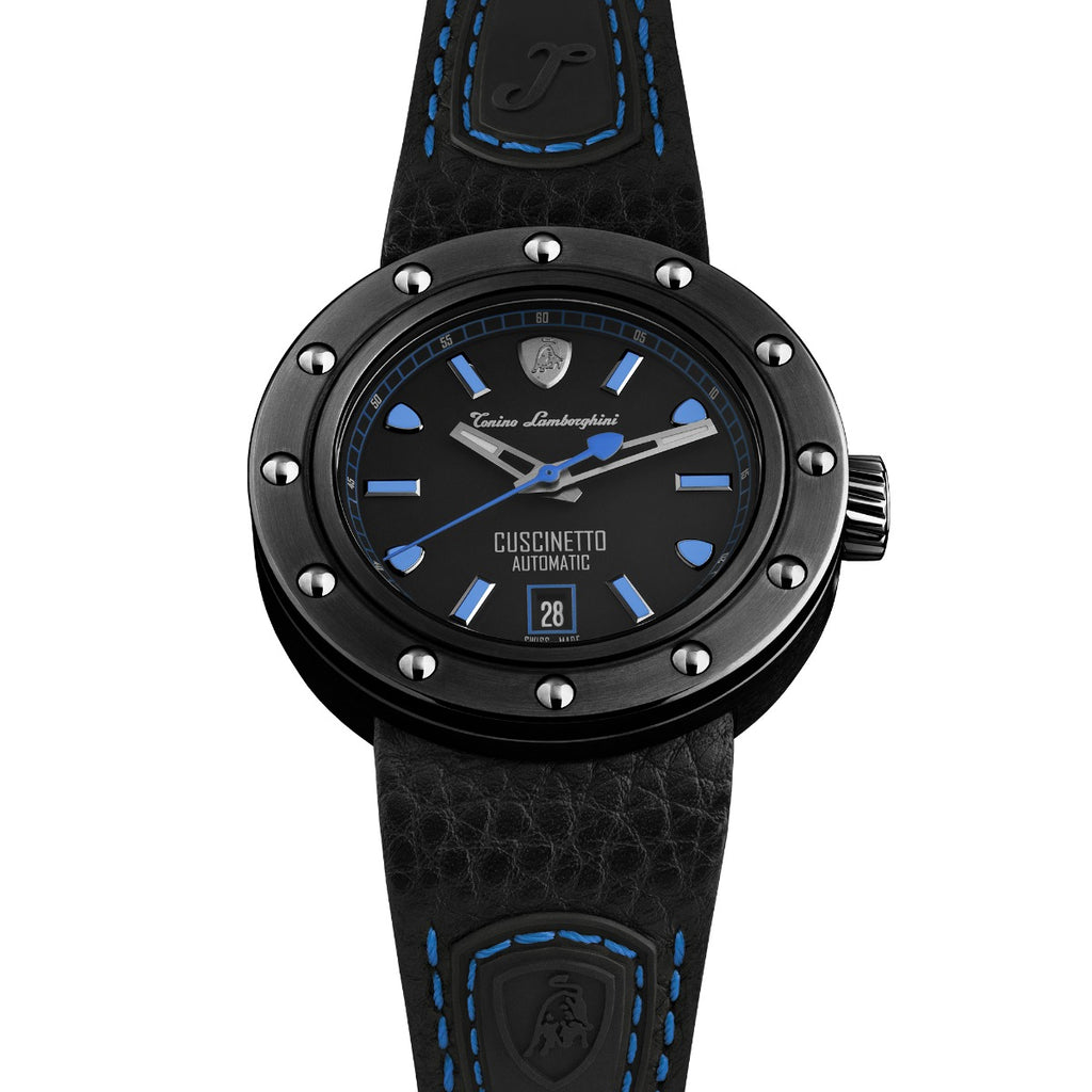 Tonino Lamborghini Cuscinetto Men's Watch with Black Leather Strap TLF-T01-4