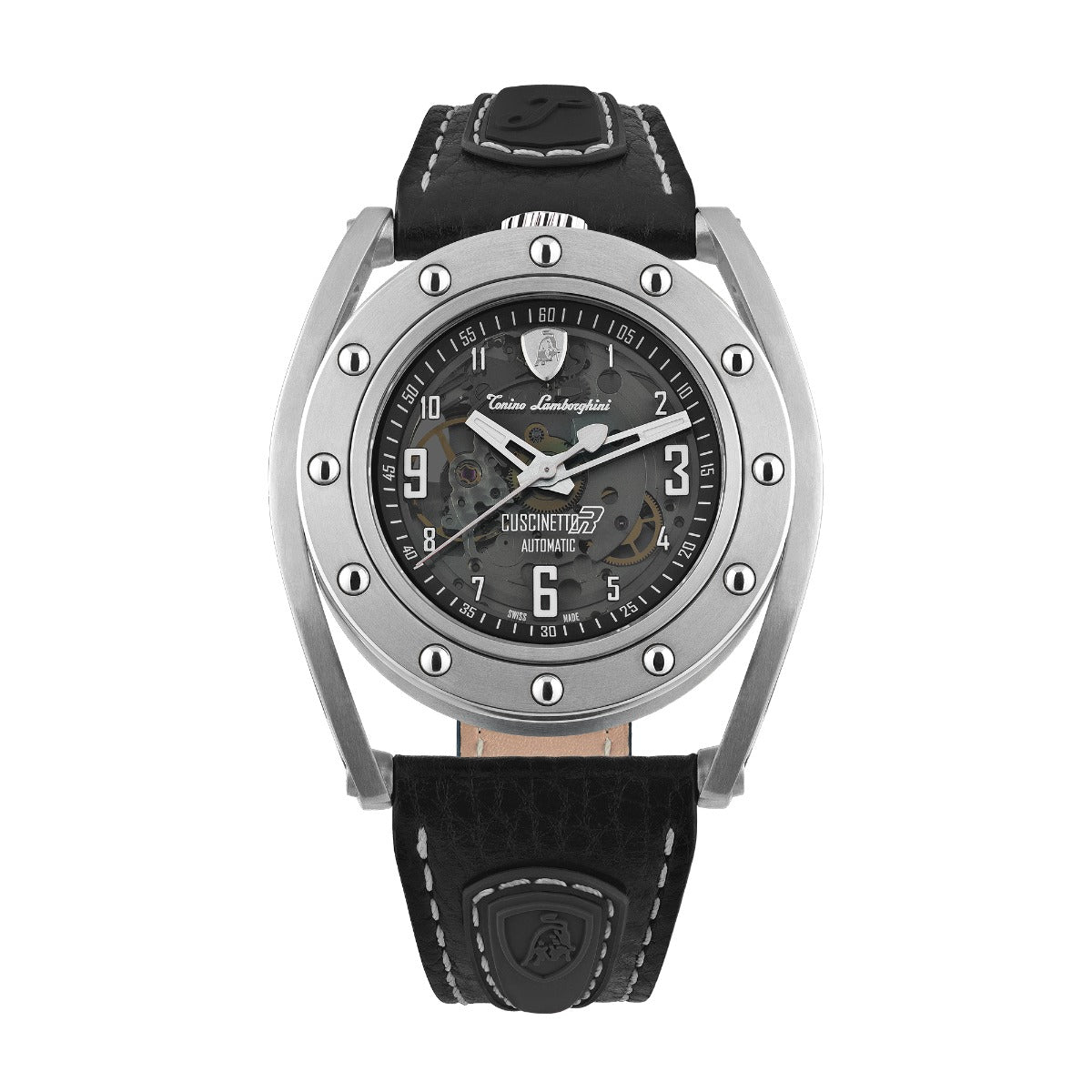 Fesur Dynion Tonino Lamborghini Cuscinetto R gyda Strap Lledr Du TLF-T02-1