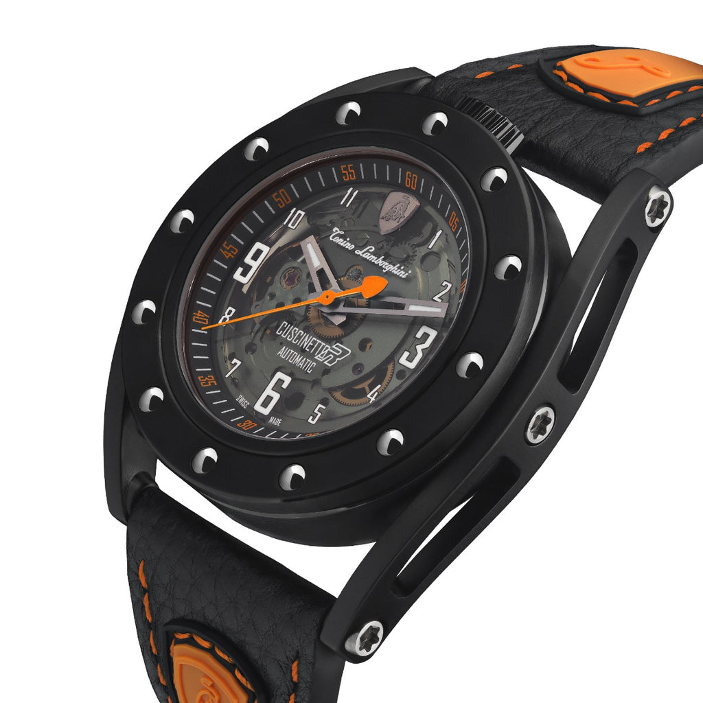 Tonino Lamborghini Cuscinetto R Men's Watch with Black Leather Strap TLF-T02-3