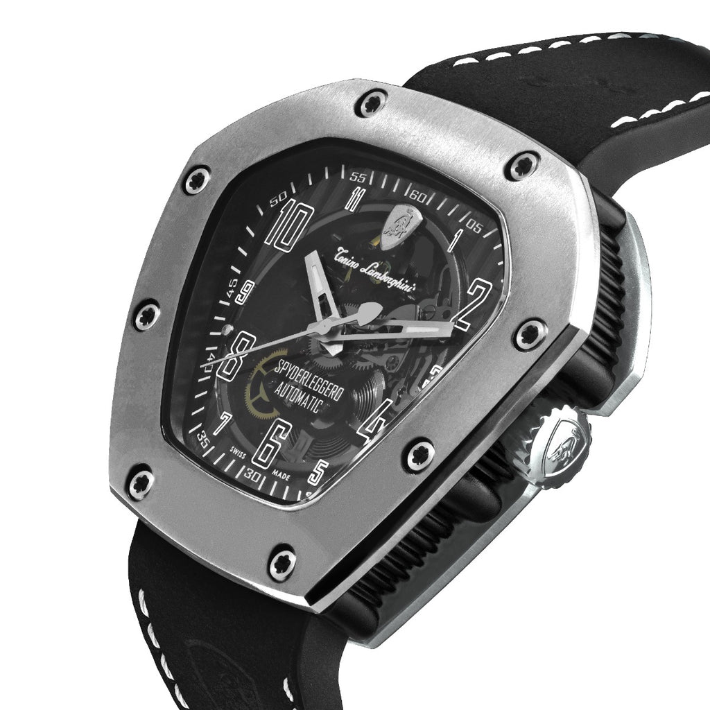 Tonino Lamborghini Spyderleggero Skeleton Men's Watch with Black Silicone Strap TLF-T06-1