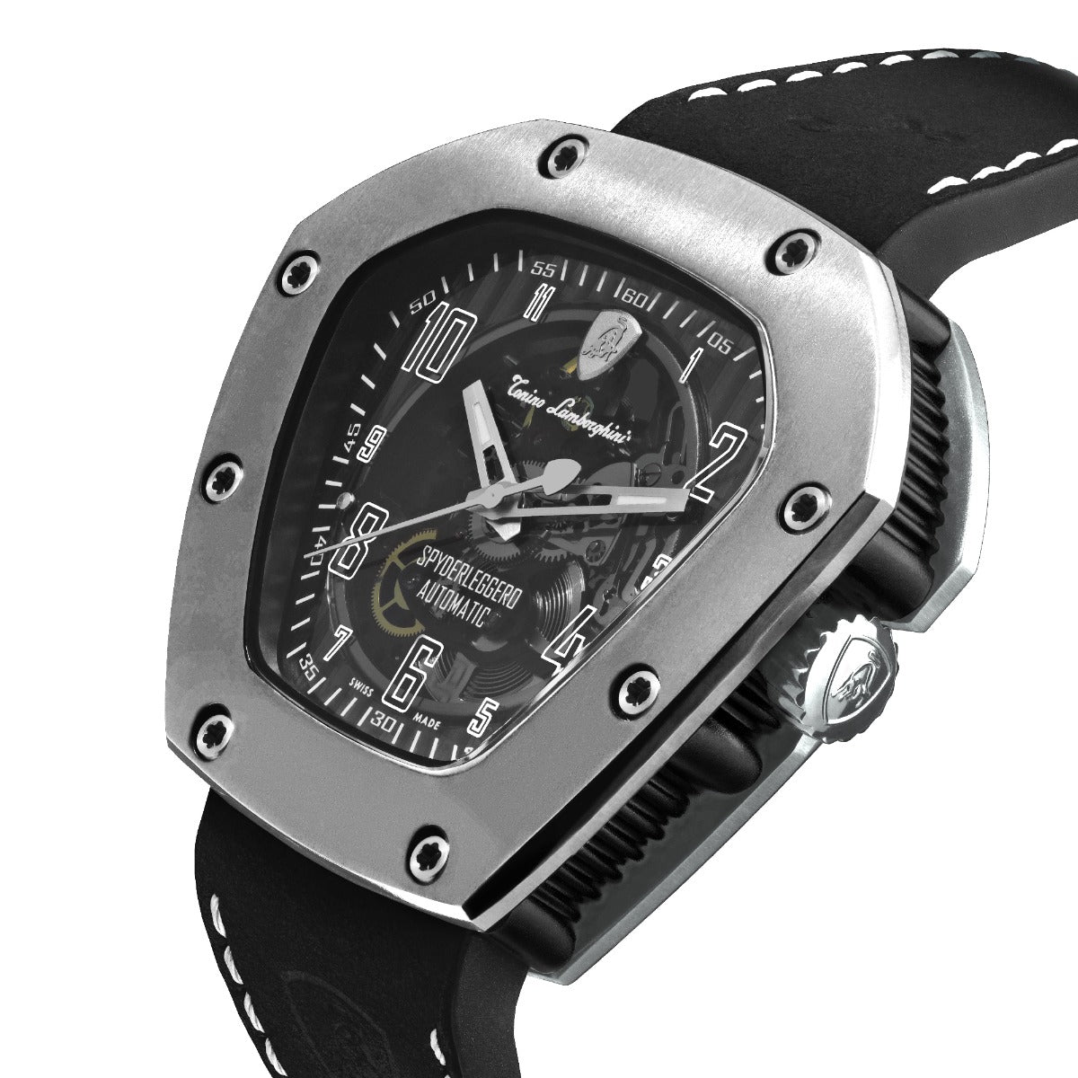 Tonino Lamborghini Spyderleggero Skeleton Men's Watch with Black Silicone Strap TLF-T06-1