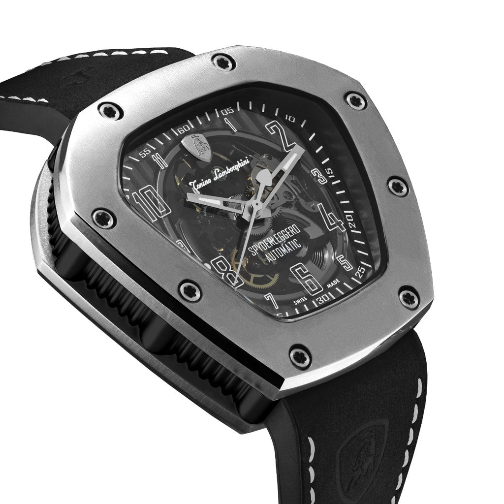 Tonino Lamborghini Spyderleggero Skeleton Men's Watch with Black Silicone Strap TLF-T06-1