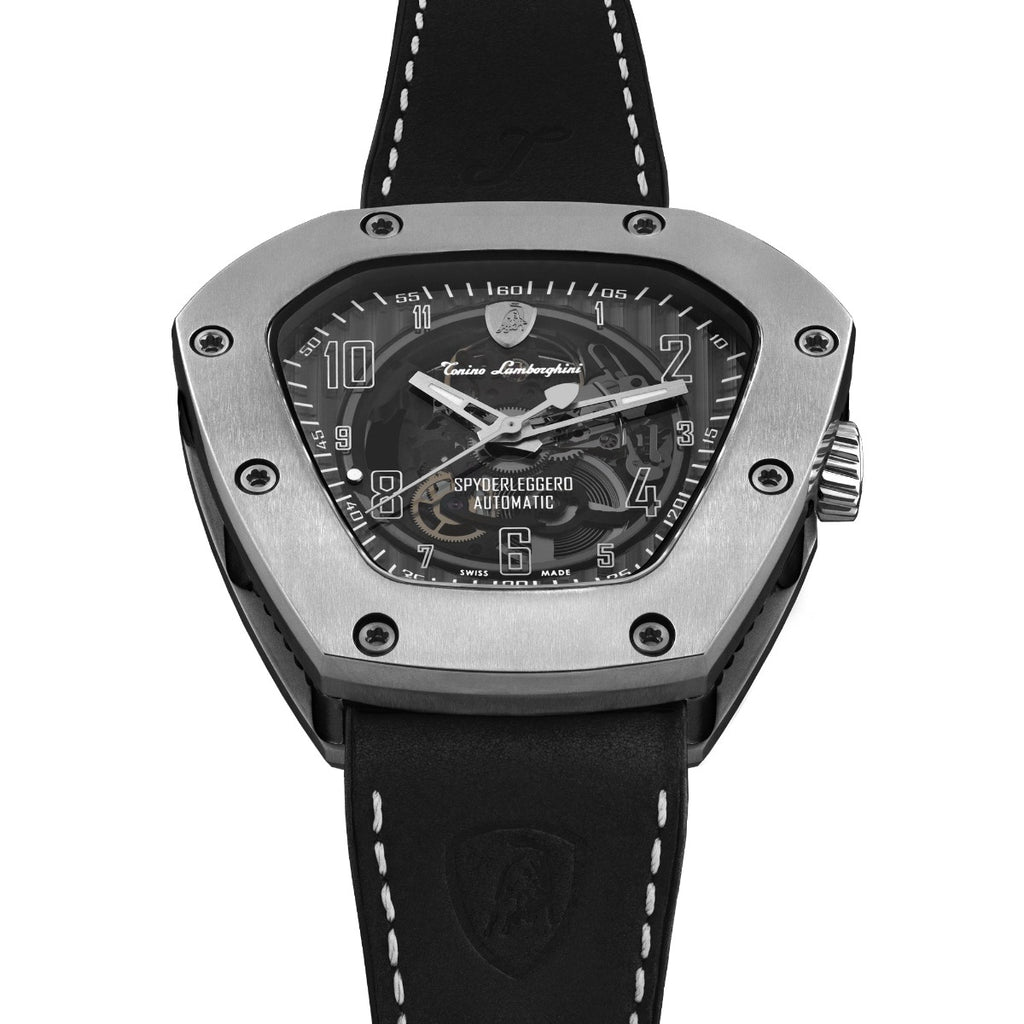 Tonino Lamborghini Spyderleggero Skeleton Men's Watch with Black Silicone Strap TLF-T06-1