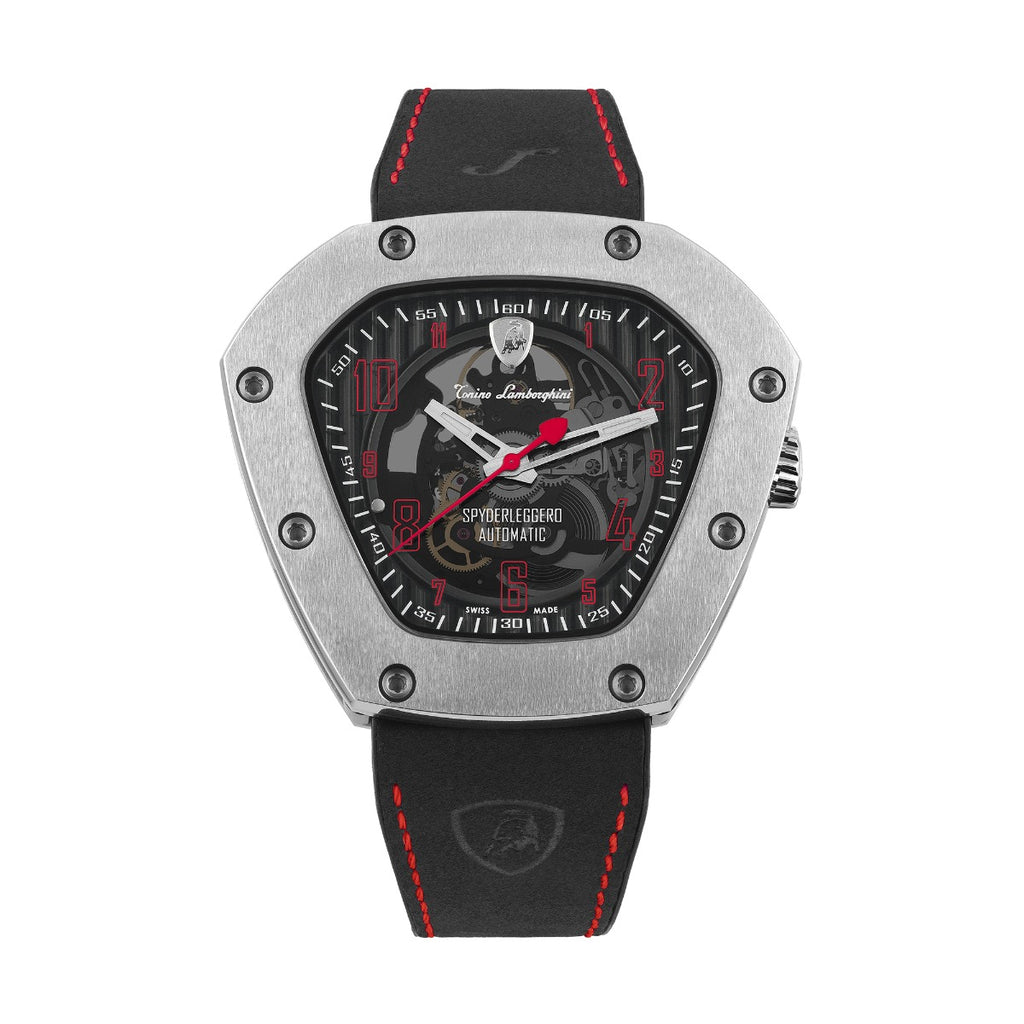 Tonino Lamborghini Spyderleggero Skeleton Men's Watch with Black Silicone Strap TLF-T06-2
