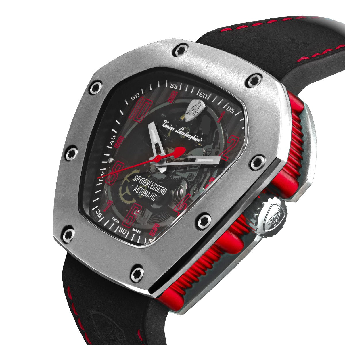 Tonino Lamborghini Spyderleggero Skeleton Men's Watch with Black Silicone Strap TLF-T06-2