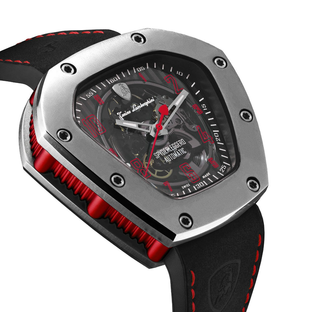 Tonino Lamborghini Spyderleggero Skeleton Men's Watch with Black Silicone Strap TLF-T06-2