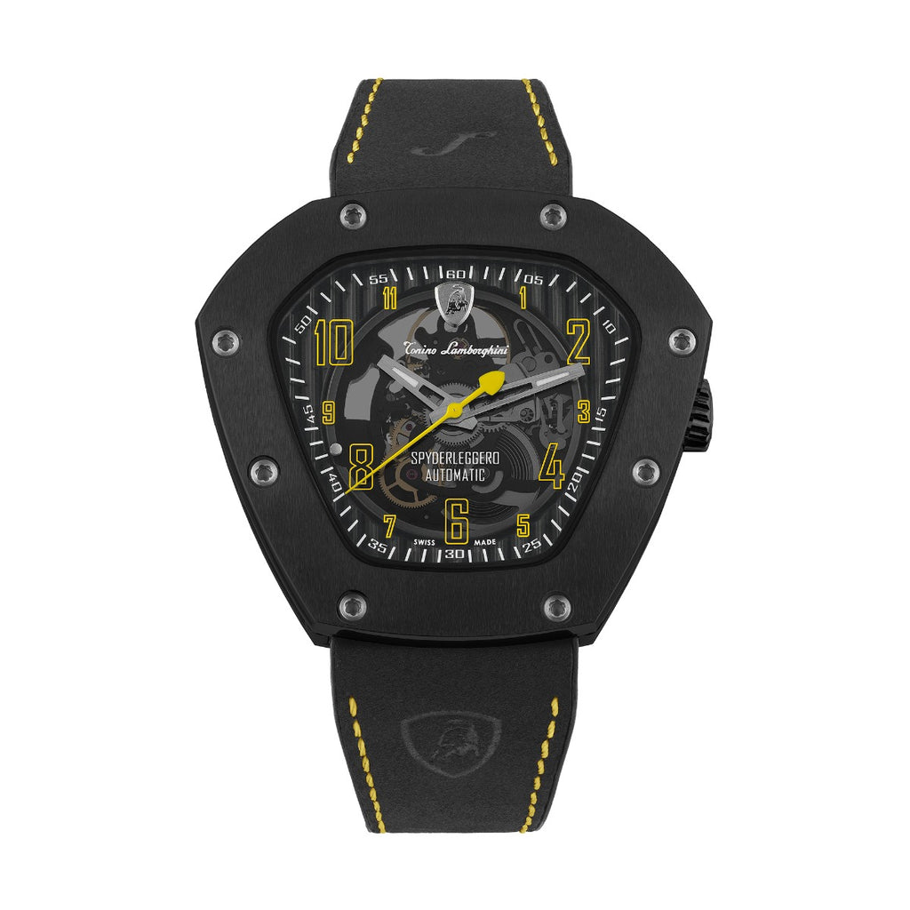 Tonino Lamborghini Spyderleggero Skeleton Men's Watch with Black Silicone Strap TLF-T06-3