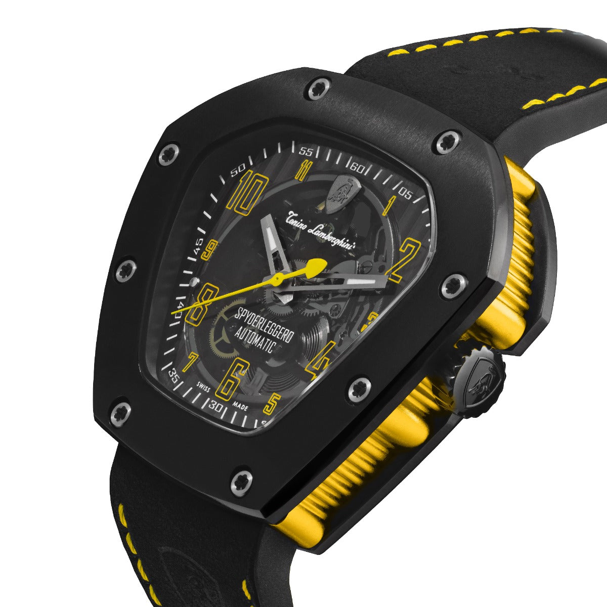 Tonino Lamborghini Spyderleggero Skeleton Men's Watch with Black Silicone Strap TLF-T06-3