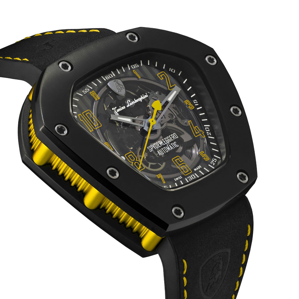 Tonino Lamborghini Spyderleggero Skeleton Men's Watch with Black Silicone Strap TLF-T06-3