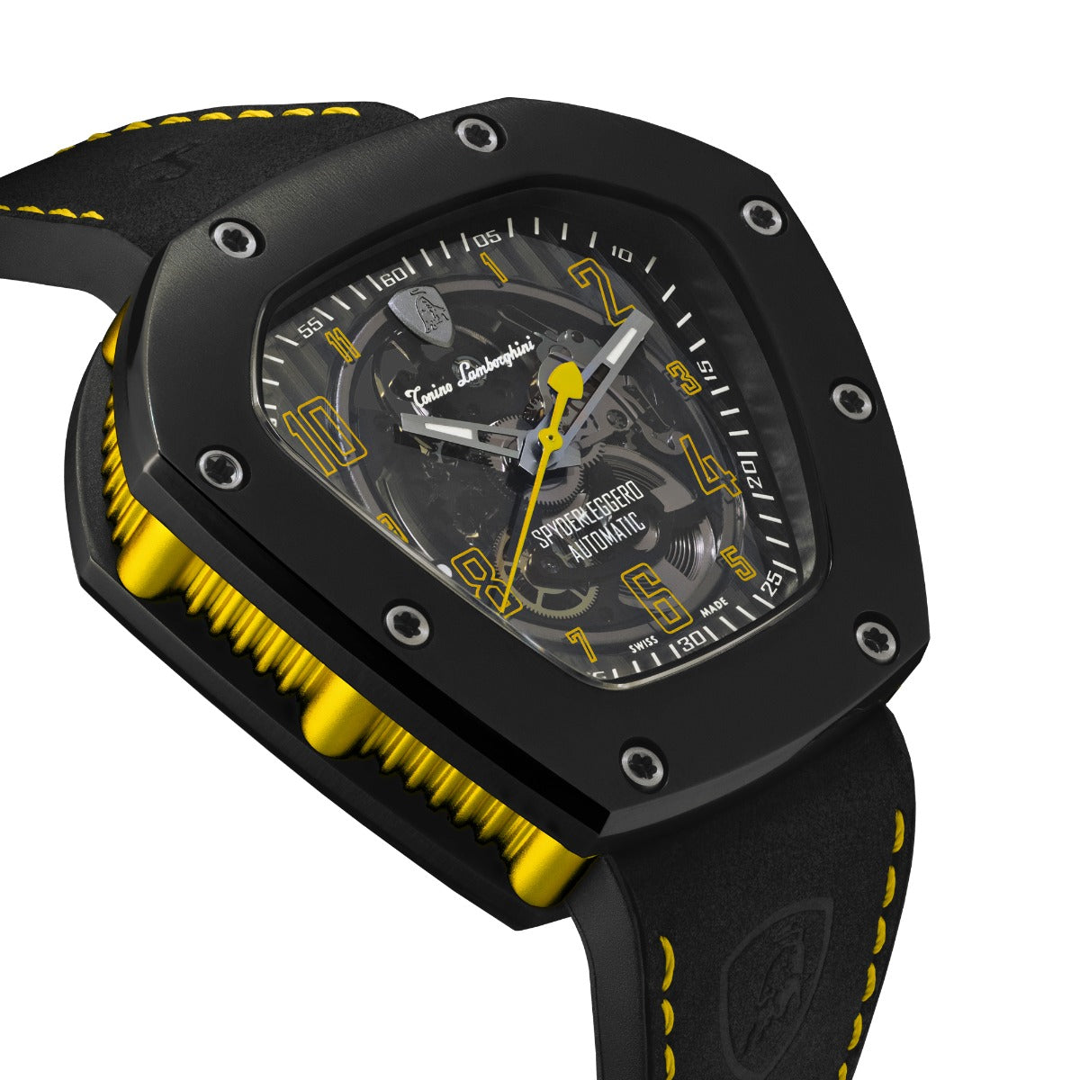 Tonino Lamborghini Spyderleggero Skeleton Men's Watch with Black Silicone Strap TLF-T06-3