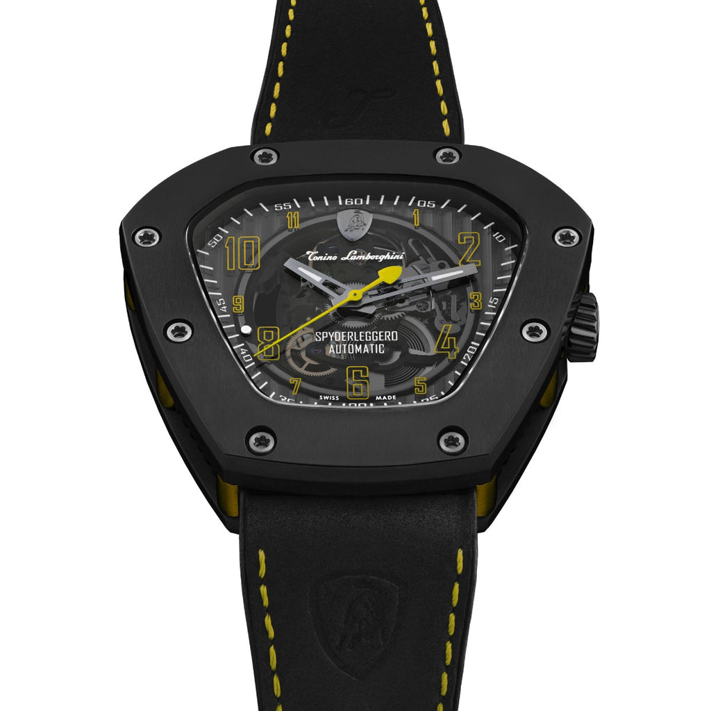 Tonino Lamborghini Spyderleggero Skeleton Men's Watch with Black Silicone Strap TLF-T06-3