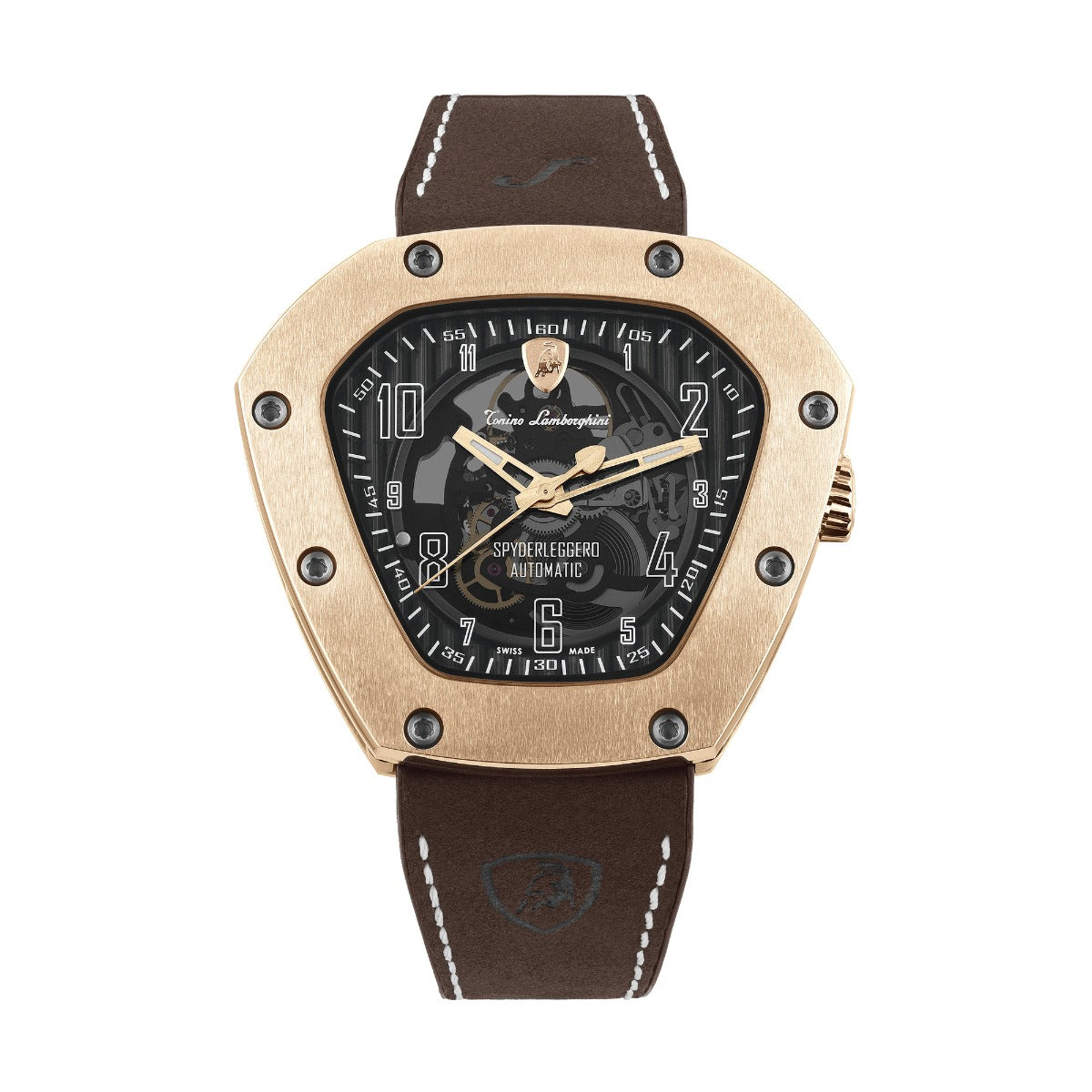 Tonino Lamborghini Spyderleggero Skeleton Men's Watch with Brown Silicone Strap TLF-T06-5
