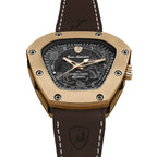 Tonino Lamborghini Spyderleggero Skeleton Men's Watch with Brown Silicone Strap TLF-T06-5
