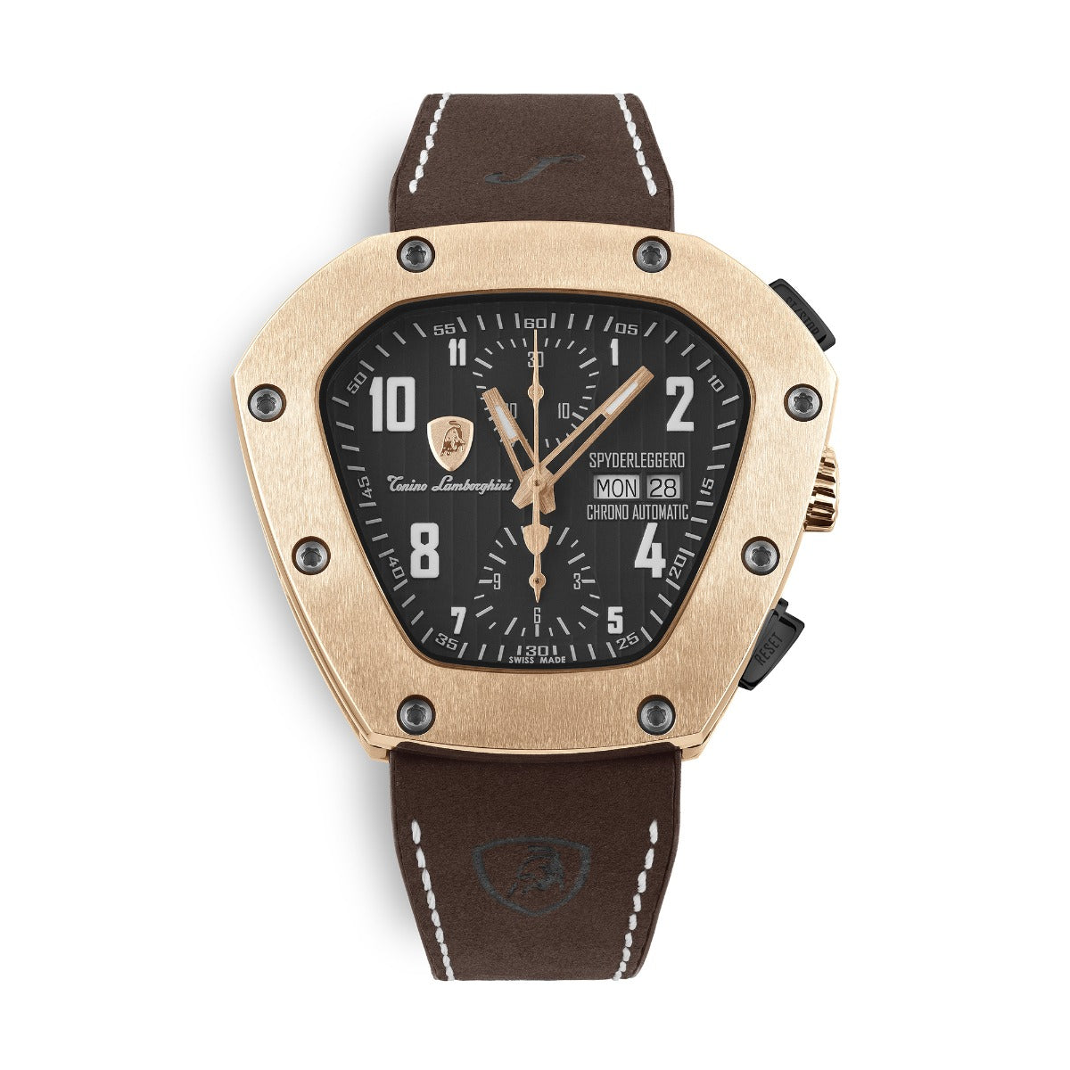 Tonino Lamborghini Spyderleggero Chronograph Men's Watch with Brown Silicone Strap TLF-T07-5