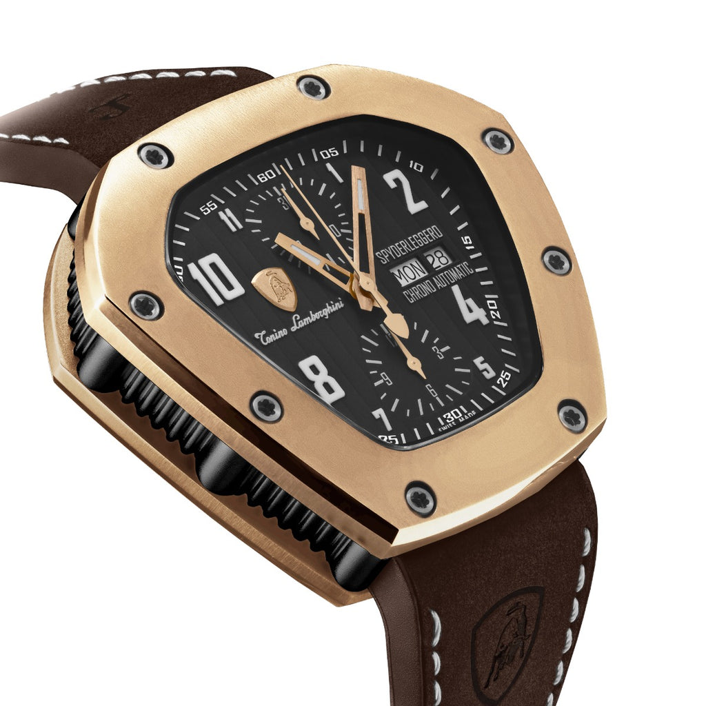 Tonino Lamborghini Spyderleggero Chronograph Men's Watch with Brown Silicone Strap TLF-T07-5