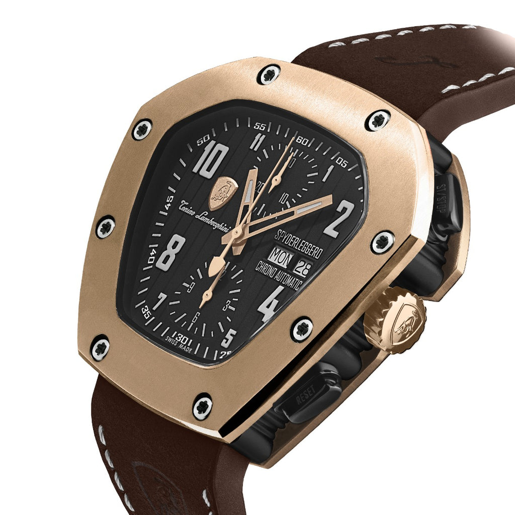 Tonino Lamborghini Spyderleggero Chronograph Men's Watch with Brown Silicone Strap TLF-T07-5