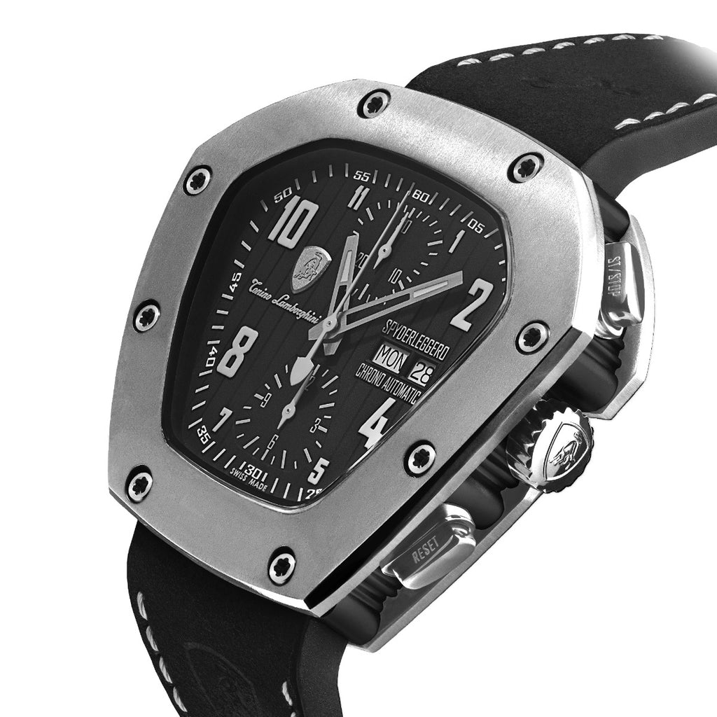 Tonino Lamborghini Spyderleggero Chronograph Men's Watch with Black Silicone Strap TLF-T07-1