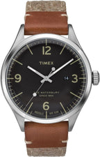 Timex Waterbury Mens Watch with Black Dial and Brown Strap TW2P95600