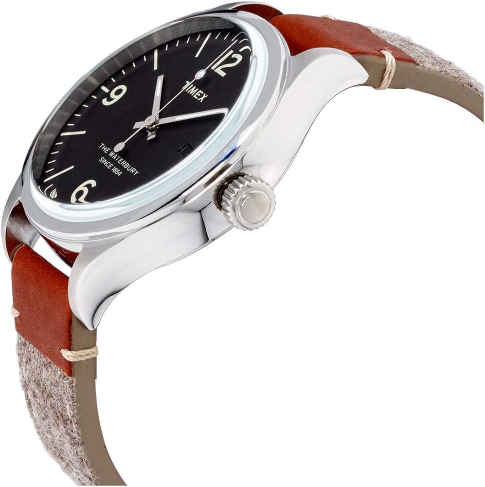 Timex Waterbury Mens Watch with Black Dial and Brown Strap TW2P95600