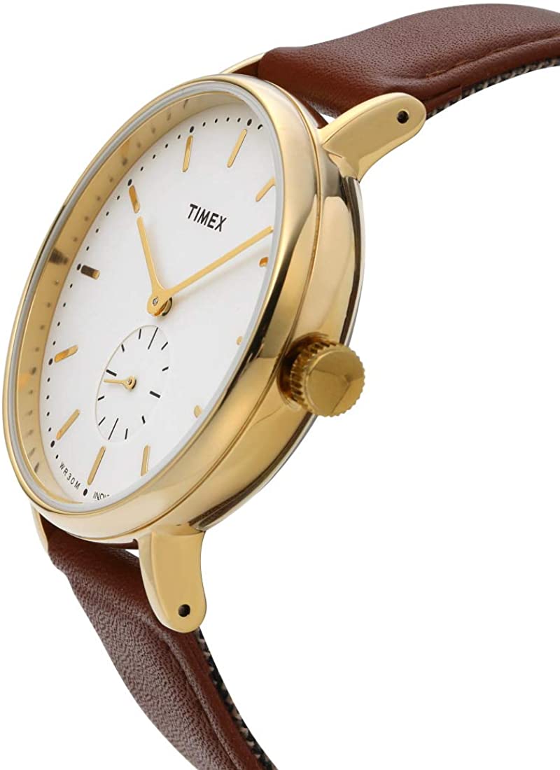 Timex Mens Fairfield Watch with Cream Indiglo Dial and Tan Strap TW2R37900