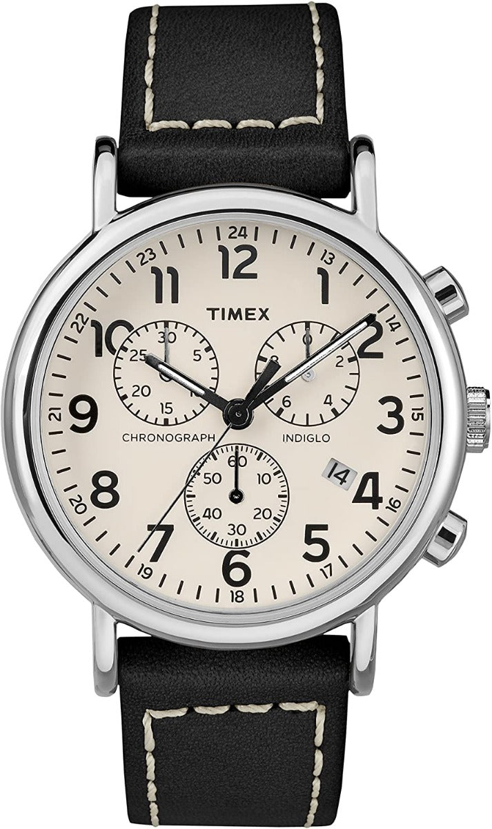 Timex Weekender Men's Chronograph Watch with Black Leather Strap TW2R42800