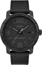 Timex Mens Watch with Black Dial and Black Leather Strap Watch TW2R64300