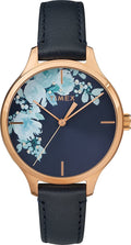 Timex Crystal Bloom Ladies Watch with Blue Floral Dial and Blue Leather Strap TW2R66700