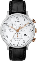Timex Mens Waterbury Chronograph Watch with White Indiglo Dial and Black Strap TW2R71700
