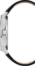 Timex Core Mens Watch with Silver Sunray Dial and Black Leather Strap TW2R85300