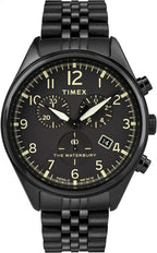 Timex Men's Waterbury Chronograph Watch with Black Dial and Black Stainless Steel Strap TW2R88600