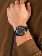 Timex Men's Waterbury Chronograph Watch with Black Dial and Black Stainless Steel Strap TW2R88600