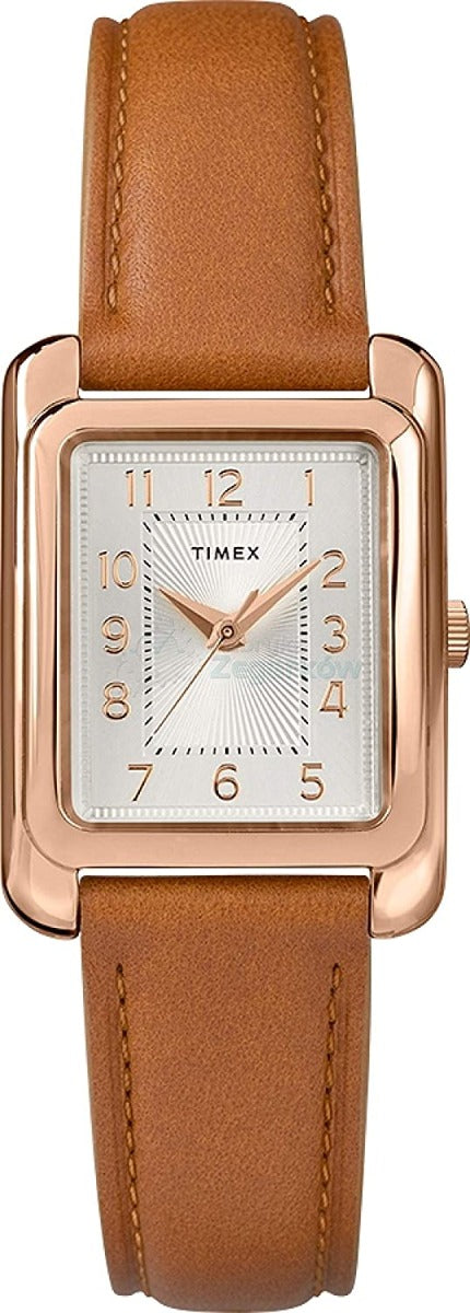 Timex Meriden Ladies Watch with Silver Dial and Brown Strap TW2R89500