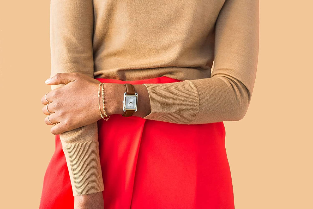 Timex Meriden Ladies Watch with Silver Dial and Brown Strap TW2R89500