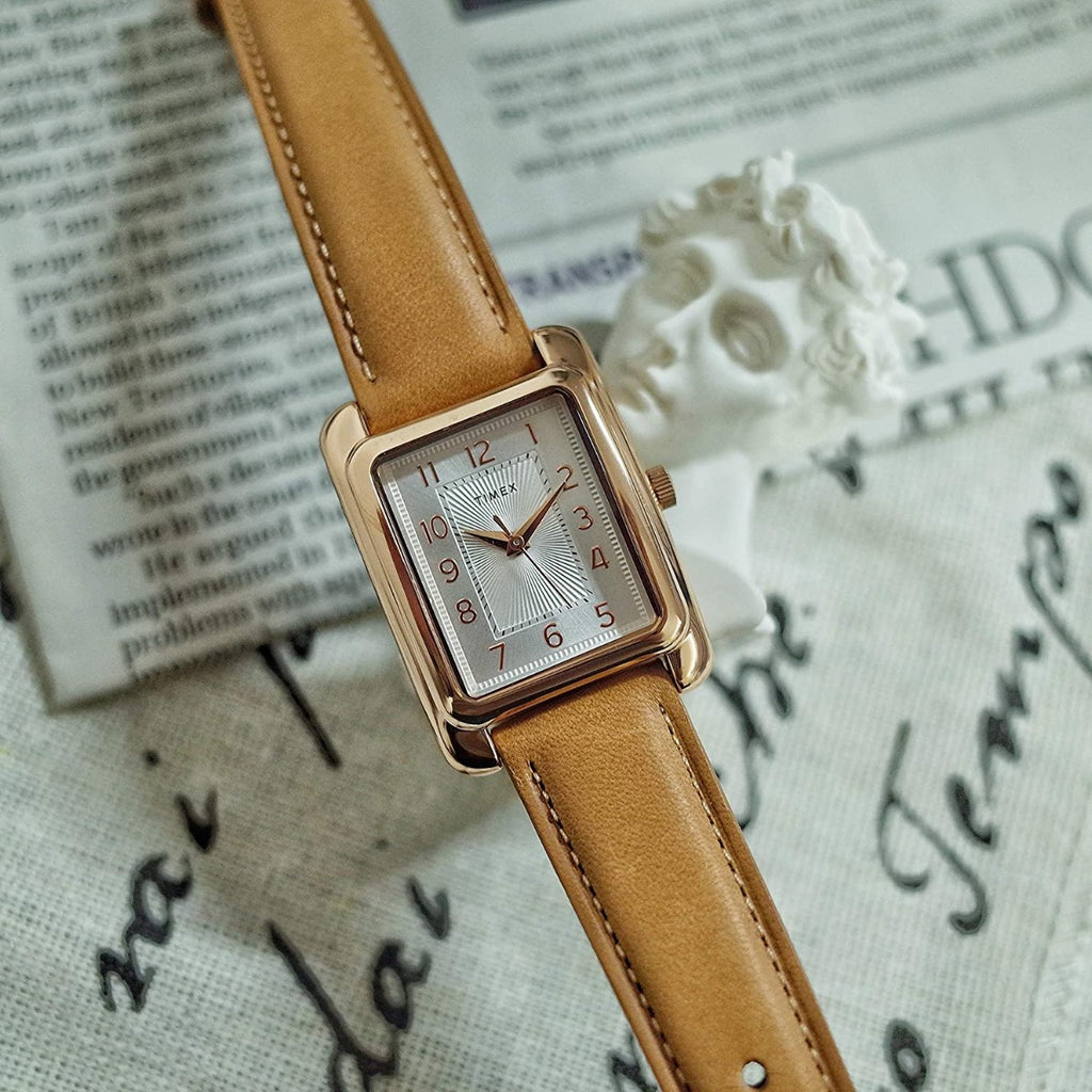Timex Meriden Ladies Watch with Silver Dial and Brown Strap TW2R89500