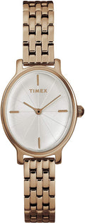 Timex Ladies Classic Watch with Silver Dial and Rose Gold Strap TW2R94000