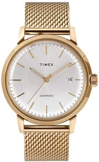 Timex Men's Marlin Automatic Watch with Silver Dial and Gold Milanese Strap TW2T34600