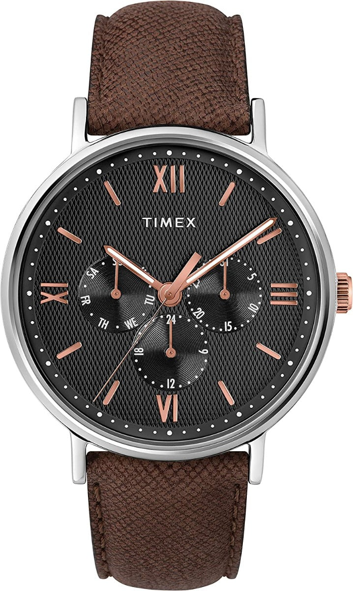 Gwylio Timex Dynion Southview gyda Strap Lledr Brown TW2T35000