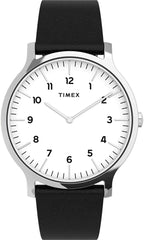 Timex Men's Easy Reader Watch with White Dial and Black Leather Strap TW2T66300