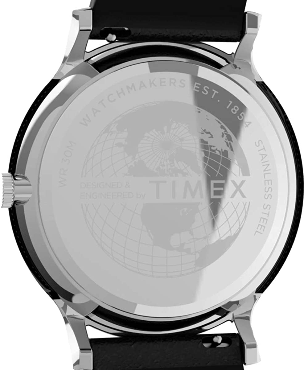 Timex Men's Easy Reader Watch with White Dial and Black Leather Strap TW2T66300