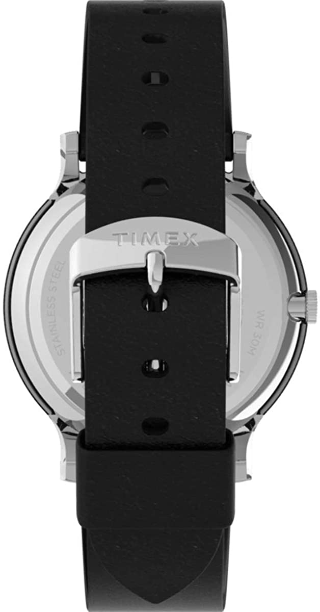 Timex Men's Easy Reader Watch with White Dial and Black Leather Strap TW2T66300