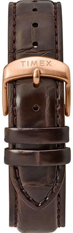 Gwylio Awtomatig Waterbury i Ddynion Timex gyda Deial Du a Strap Lledr Brown TW2T70100