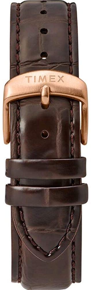 Gwylio Awtomatig Waterbury i Ddynion Timex gyda Deial Du a Strap Lledr Brown TW2T70100
