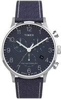 Timex Mens Waterbury Chronograph Watch with Blue Indiglo Dial and Blue Strap TW2T71300