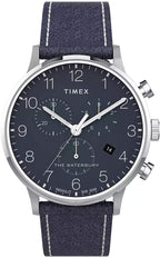 Timex Mens Waterbury Chronograph Watch with Blue Indiglo Dial and Blue Strap TW2T71300