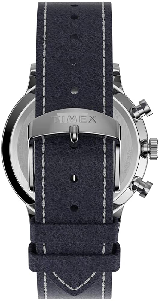 Timex Mens Waterbury Chronograph Watch with Blue Indiglo Dial and Blue Strap TW2T71300