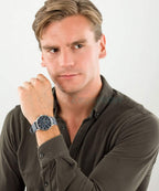 Timex Mens Waterbury Chronograph Watch with Blue Indiglo Dial and Blue Strap TW2T71300
