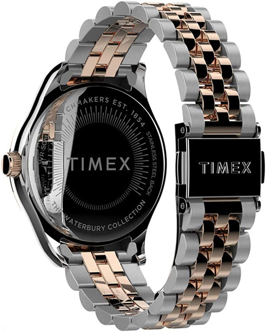 Timex Ladies Watch with Silver Dial and Two Tone Stainless Steel Strap TW2T87000