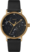 Timex Celestial Opulence Ladies Watch with Black Dial and Black Leather Strap TW2T87600